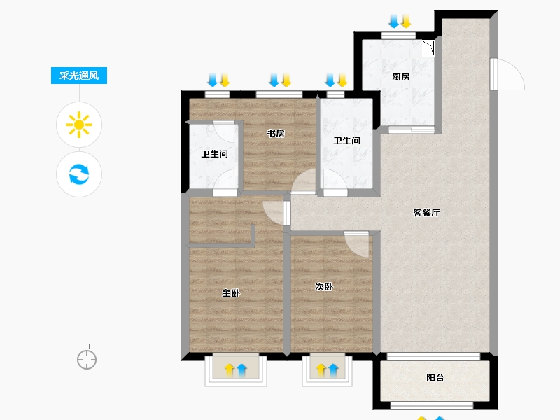 黑龙江省-哈尔滨市-华润置地・熙云府-89.56-户型库-采光通风