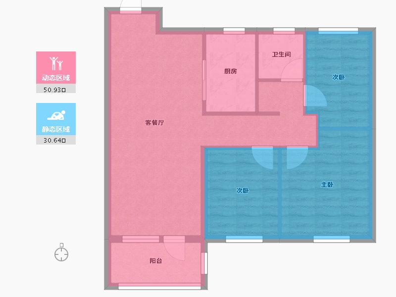 辽宁省-沈阳市-沈阳雅居乐花园D地块沈北路2-46号（46号楼）G9户型104m²-73.38-户型库-动静分区