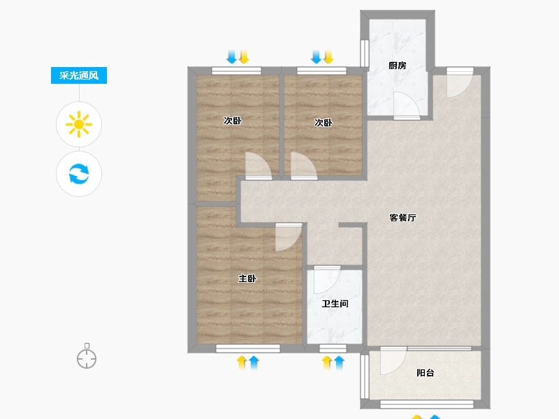 辽宁省-沈阳市-沈阳雅居乐花园D地块沈北路2-47号（47栋）,沈北路2-38号（38栋）,沈北新区沈北路2-16-72.00-户型库-采光通风