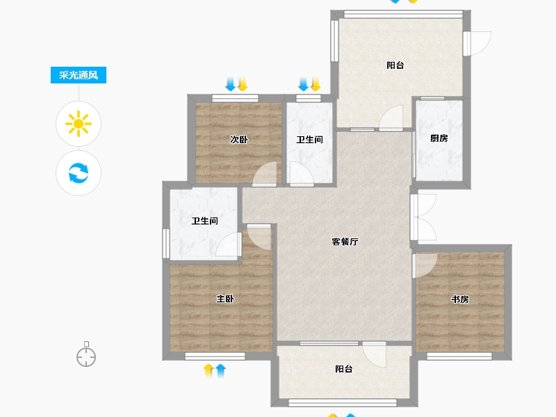 辽宁省-沈阳市-祥联大河原著蒲河路7-7号（D7号楼）,蒲河路7-9号（D9号楼）,蒲河路7-5号（D5号楼-89.75-户型库-采光通风