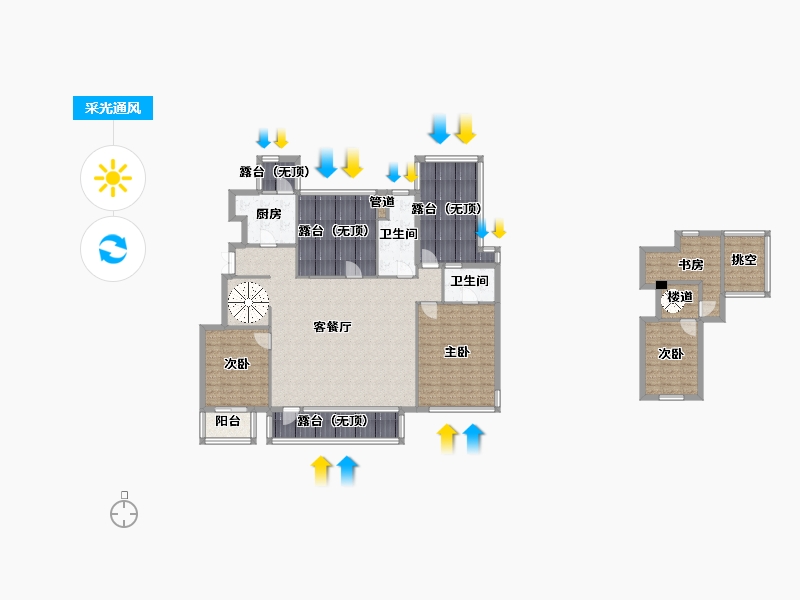 辽宁省-沈阳市-华润置地萬象府158㎡顶层带阁楼户型158m²-165.07-户型库-采光通风