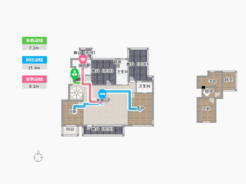 辽宁省-沈阳市-华润置地萬象府158㎡顶层带阁楼户型158m²-165.07-户型库-动静线