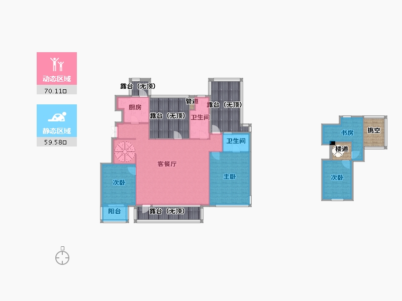 辽宁省-沈阳市-华润置地萬象府158㎡顶层带阁楼户型158m²-165.07-户型库-动静分区