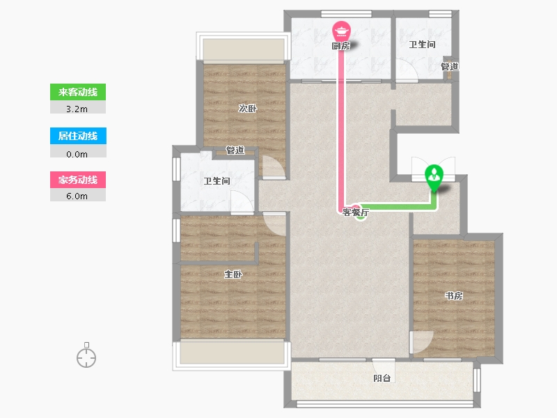 辽宁省-沈阳市-融创城F１户型129m²-104.36-户型库-动静线