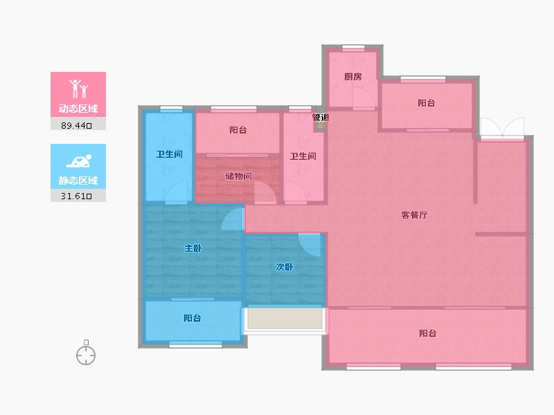 辽宁省-沈阳市-中南紫云集景星北街（1,2）号楼139m²-111.19-户型库-动静分区