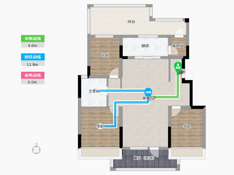 辽宁省-沈阳市-中粮锦云天城七星东二街9-2号（Y1栋）D2户型建面108m²-108.94-户型库-动静线