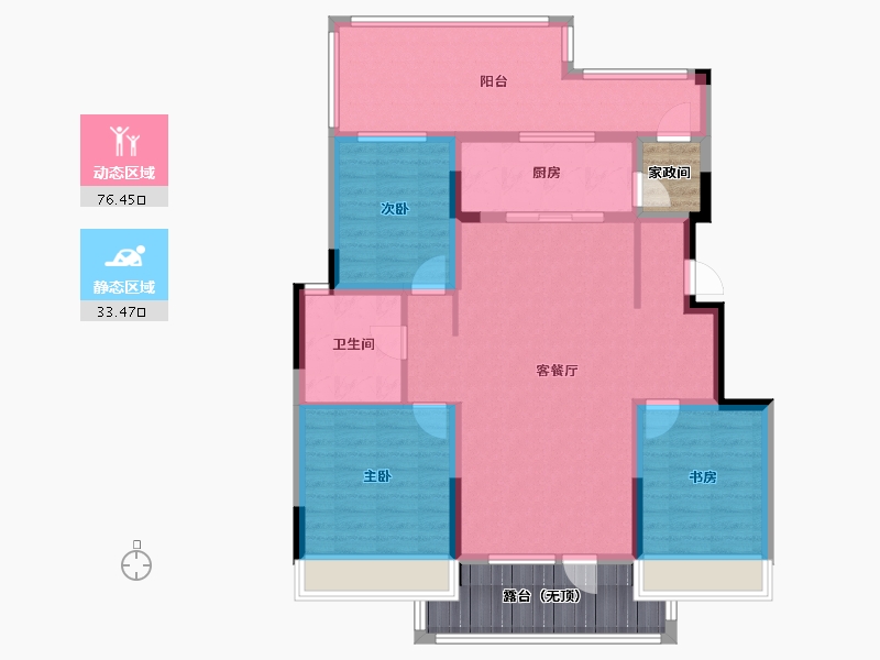 辽宁省-沈阳市-中粮锦云天城七星东二街9-2号（Y1栋）D2户型建面108m²-108.94-户型库-动静分区