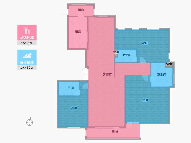 辽宁省-沈阳市-银河丽湾沈水路600-9号（9号楼）C户型230m²-187.85-户型库-动静分区