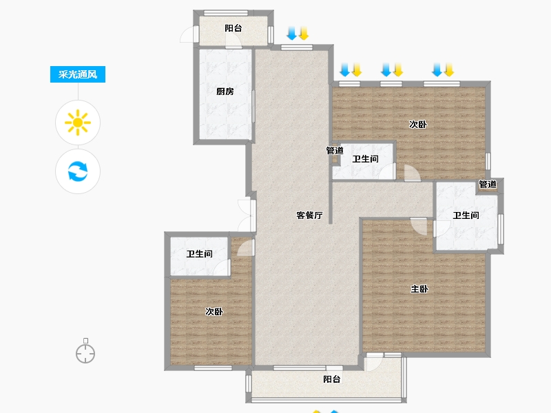 辽宁省-沈阳市-银河丽湾沈水路600-9号（9号楼）C户型230m²-187.85-户型库-采光通风