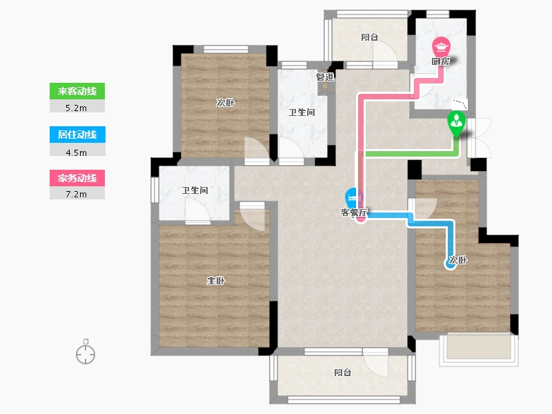 辽宁省-沈阳市-金地艺华年高官台东街(13,14,15,16)号楼120m²-91.84-户型库-动静线