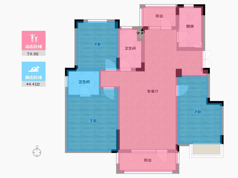 辽宁省-沈阳市-金地艺华年高官台东街(13,14,15,16)号楼120m²-91.84-户型库-动静分区