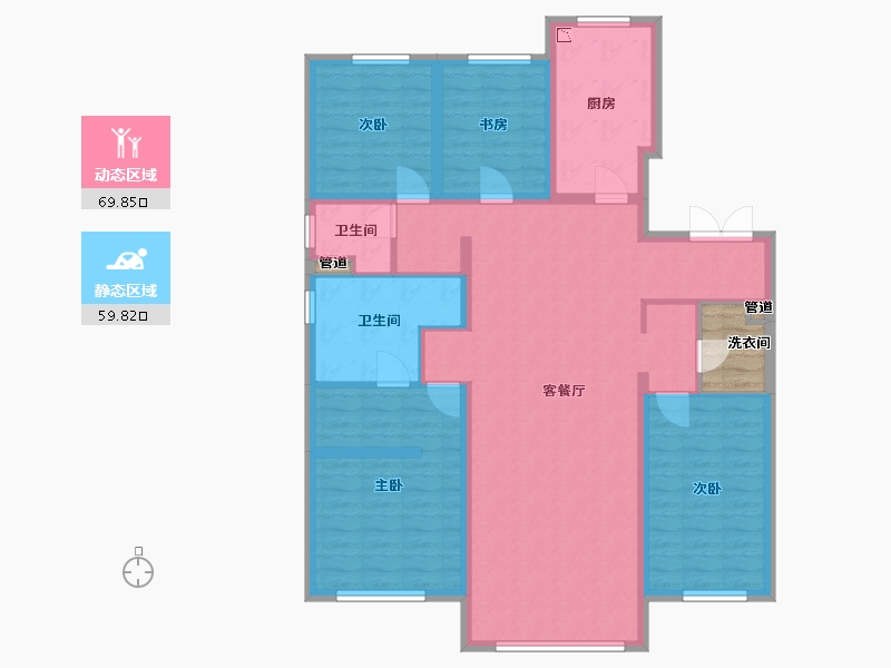 辽宁省-沈阳市-越秀星汇云锦（二期）南塔街(12,15)号楼140m²-119.46-户型库-动静分区