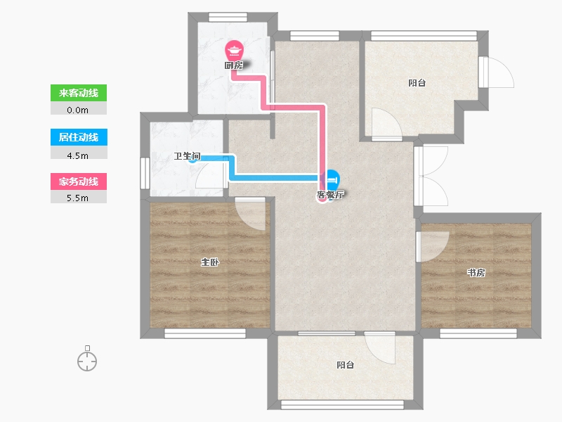 辽宁省-沈阳市-祥联大河原著蒲河路7-1号D1.D1户型建面80m²-63.43-户型库-动静线