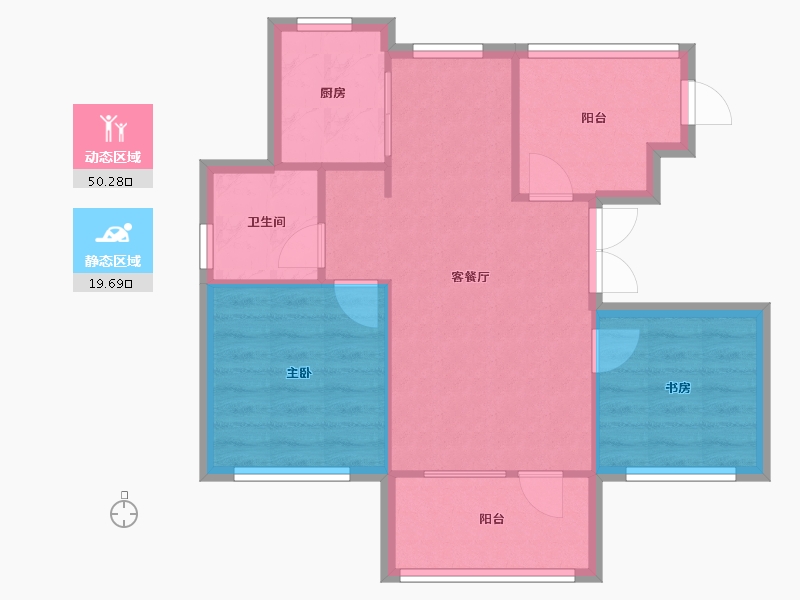 辽宁省-沈阳市-祥联大河原著蒲河路7-1号D1.D1户型建面80m²-63.43-户型库-动静分区