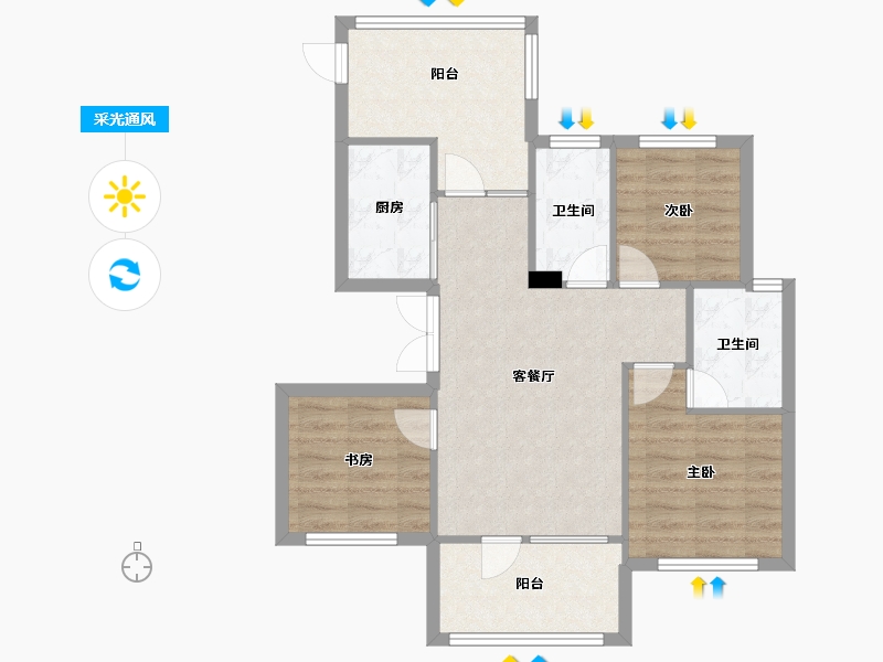 辽宁省-沈阳市-祥联大河原著蒲河路7-6号（D6号楼）,蒲河路7-7号（D7号楼）,蒲河路7-8号（D8号楼-75.59-户型库-采光通风