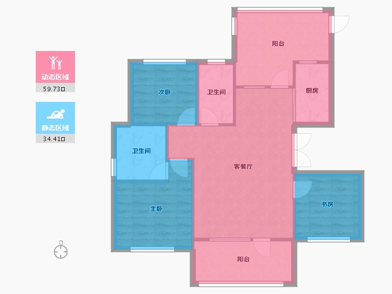 辽宁省-沈阳市-祥联大河原著蒲河路7-7号（D7号楼）,蒲河路7-9号（D9号楼）,蒲河路7-4号D4.D3-85.75-户型库-动静分区