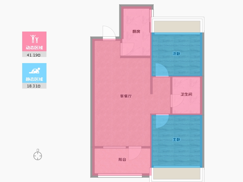 辽宁省-沈阳市-中粮锦云天城七星东二街9-20号（G16栋）,七星东二街9-13号（G8栋）,七星东二街9--53.64-户型库-动静分区