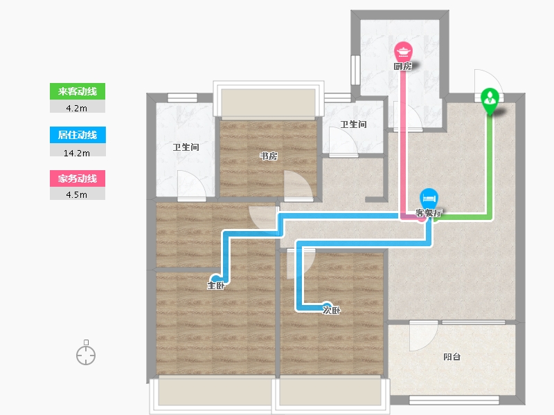 辽宁省-沈阳市-中粮锦云天城七星东二街9-16号（G19栋）建面105m²-74.40-户型库-动静线