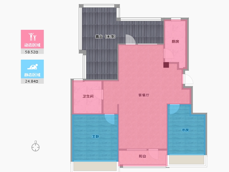 辽宁省-沈阳市-中粮锦云天城七星东二街9-14号（Y11栋）,七星东二街9-9号（Y3栋),七星东二街9-7-98.34-户型库-动静分区