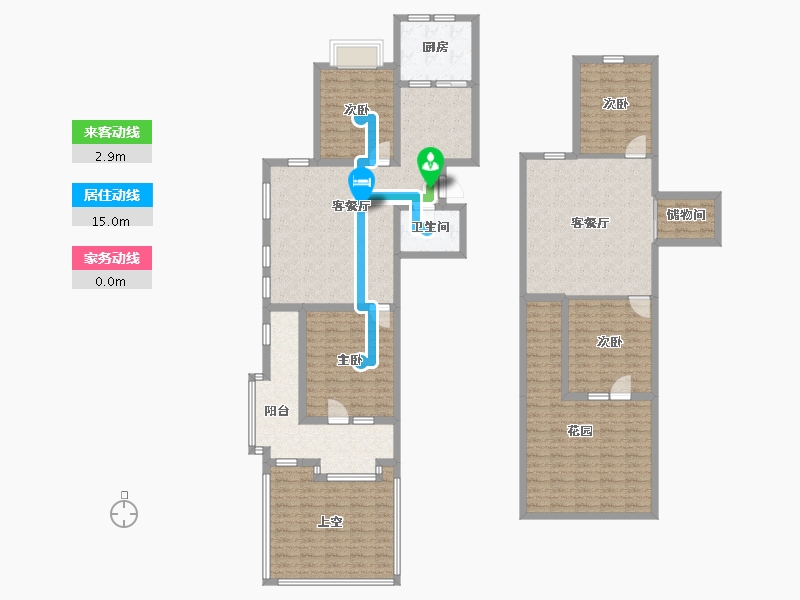 辽宁省-沈阳市-裕湾花园蒲河路5-8号（8栋）,蒲河路5-9号（9栋）A1户型建面75m²-173.98-户型库-动静线