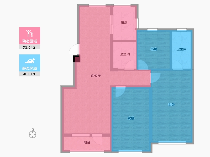 辽宁省-沈阳市-太湖国府壹号D2户型建面150m²-89.97-户型库-动静分区