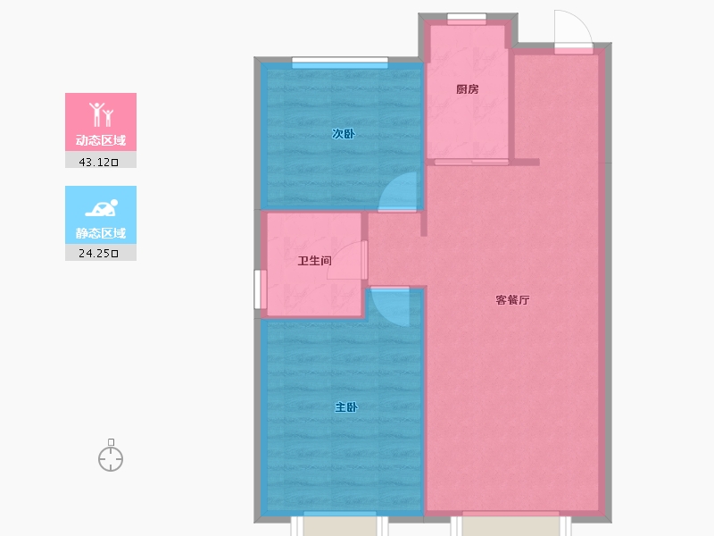 辽宁省-沈阳市-汇置尚岛蒲河路31-6号（A-2号楼）A-1户型建面89m²-61.48-户型库-动静分区