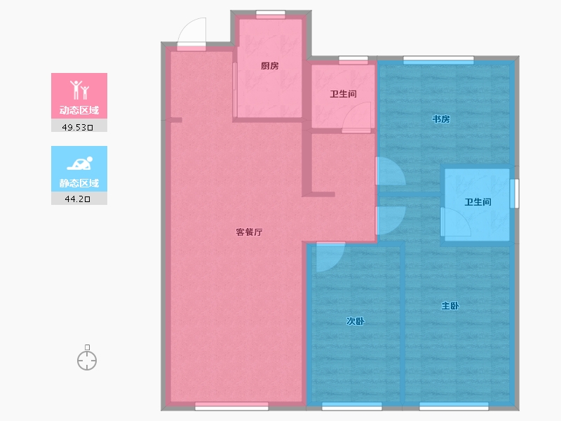 辽宁省-沈阳市-汇置尚岛蒲河路31-11号（A-8号楼）,蒲河路31-10号（A-9号楼）E-1户型建面-84.80-户型库-动静分区