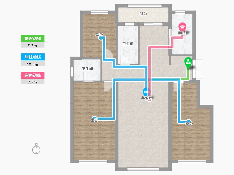 辽宁省-沈阳市-汇置尚岛蒲河路31-12号（A-D3号楼）D3户型建面128m²-110.99-户型库-动静线