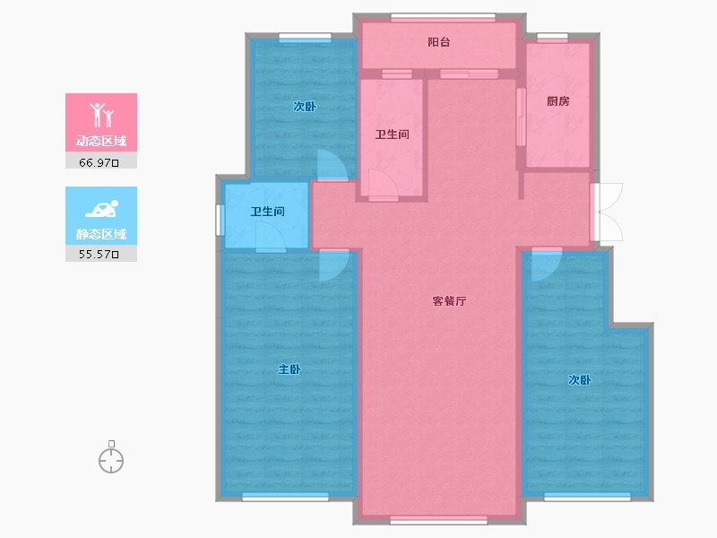 辽宁省-沈阳市-汇置尚岛蒲河路31-12号（A-D3号楼）D3户型建面128m²-110.99-户型库-动静分区