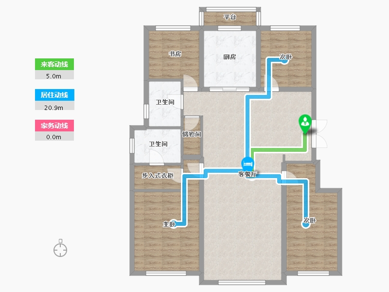 辽宁省-沈阳市-汇置尚岛蒲河路31-14号（A-D1号楼）D1户型建面143m²-121.99-户型库-动静线