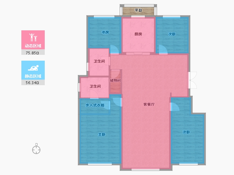 辽宁省-沈阳市-汇置尚岛蒲河路31-14号（A-D1号楼）D1户型建面143m²-121.99-户型库-动静分区