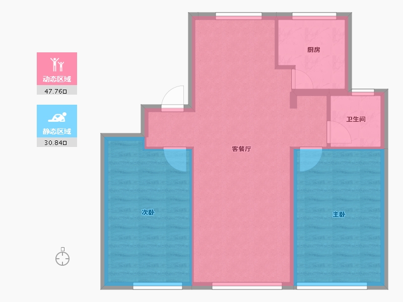 辽宁省-沈阳市-祥联大河铭著蒲茂路1-1号（3号楼）,蒲茂路1-2号（1号楼）G2户型建面86m²-71.16-户型库-动静分区