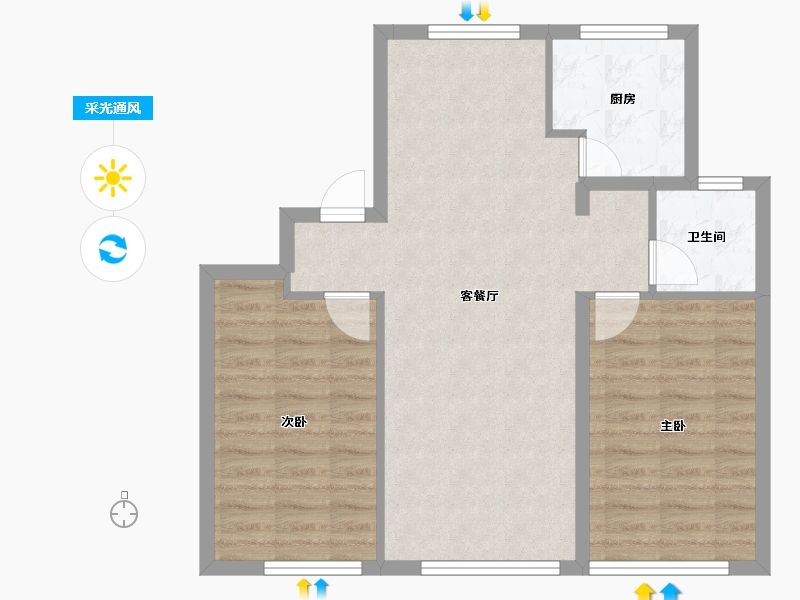 辽宁省-沈阳市-祥联大河铭著蒲茂路1-1号（3号楼）,蒲茂路1-2号（1号楼）G2户型建面86m²-71.16-户型库-采光通风