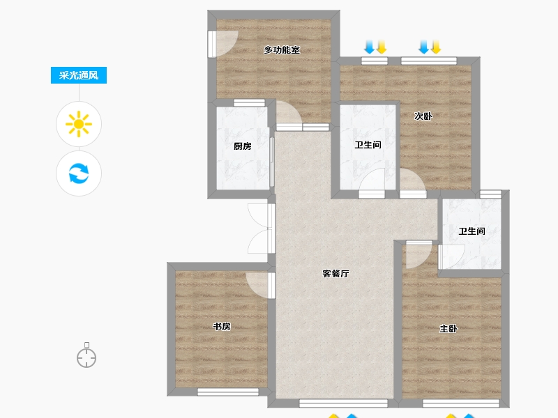 辽宁省-沈阳市-祥联大河铭著蒲茂路1-7号（9号楼）D2户型建面95m²-81.23-户型库-采光通风