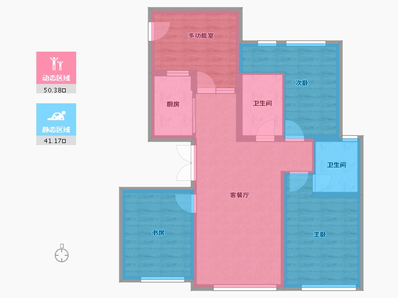 辽宁省-沈阳市-祥联大河铭著蒲茂路1-7号（9号楼）D2户型建面95m²-81.23-户型库-动静分区