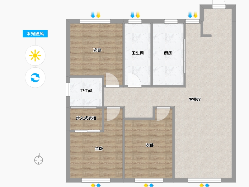 辽宁省-沈阳市-中海望京府建面118m²-85.44-户型库-采光通风