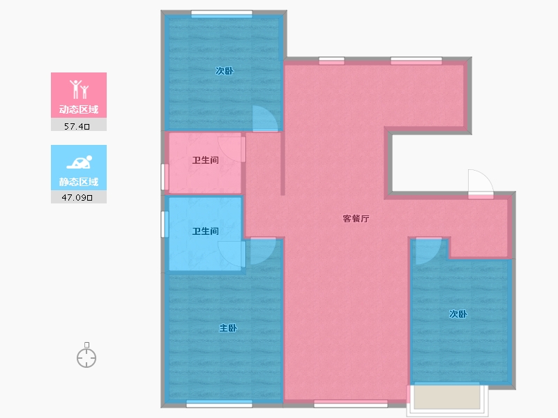 辽宁省-沈阳市-中海望京府建面118m²-95.61-户型库-动静分区