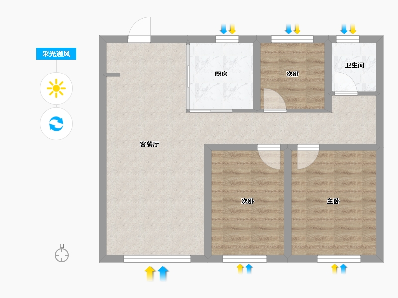 辽宁省-沈阳市-万科北宸之光正良一路15-19号（19号楼）,4栋,正良一路15-13号（13号楼）,正-66.24-户型库-采光通风