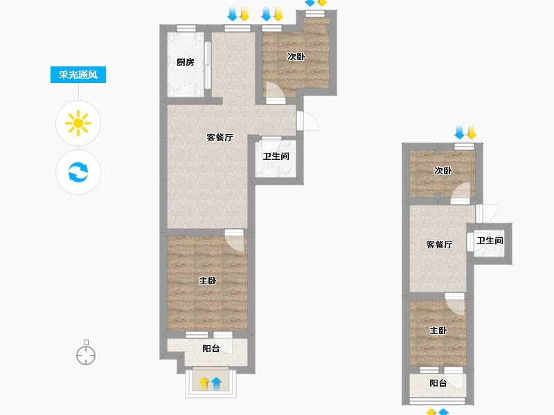 辽宁省-沈阳市-裕湾花园蒲河路5号-5（B5）,蒲河路5号-6（B6）,蒲河路5号-7（B7）S1建面75-60.00-户型库-采光通风