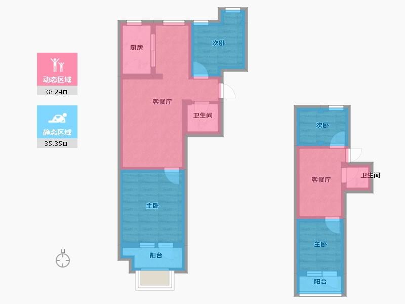 辽宁省-沈阳市-裕湾花园蒲河路5号-5（B5）,蒲河路5号-4（B4）,蒲河路5号-6（B6）,蒲河路5-62.39-户型库-动静分区