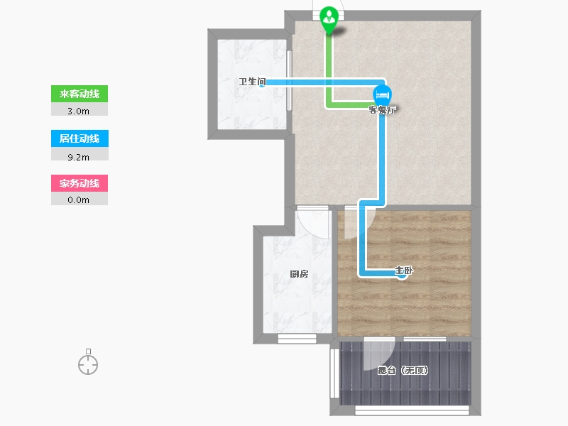 辽宁省-沈阳市-裕湾花园蒲河路5号-6（B6）B4建面55m²-45.66-户型库-动静线