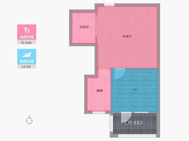 辽宁省-沈阳市-裕湾花园蒲河路5号-6（B6）B4建面55m²-45.66-户型库-动静分区