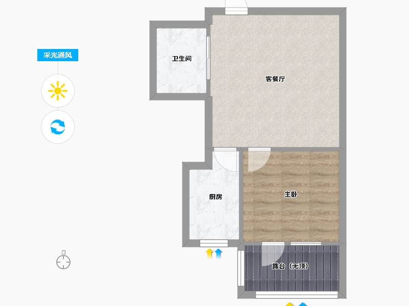 辽宁省-沈阳市-裕湾花园蒲河路5号-6（B6）B4建面55m²-45.66-户型库-采光通风