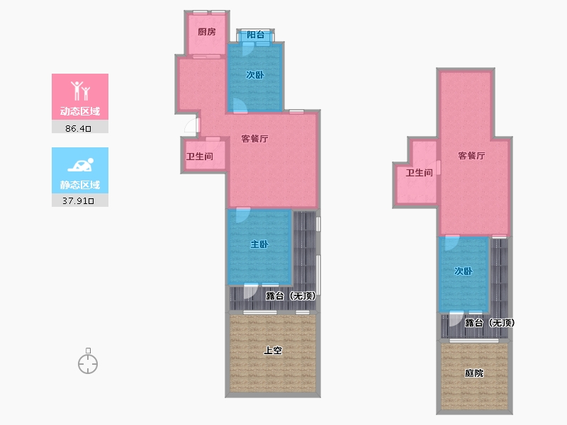 辽宁省-沈阳市-裕湾花园蒲河路5号-5（B5）建面94m²-164.24-户型库-动静分区