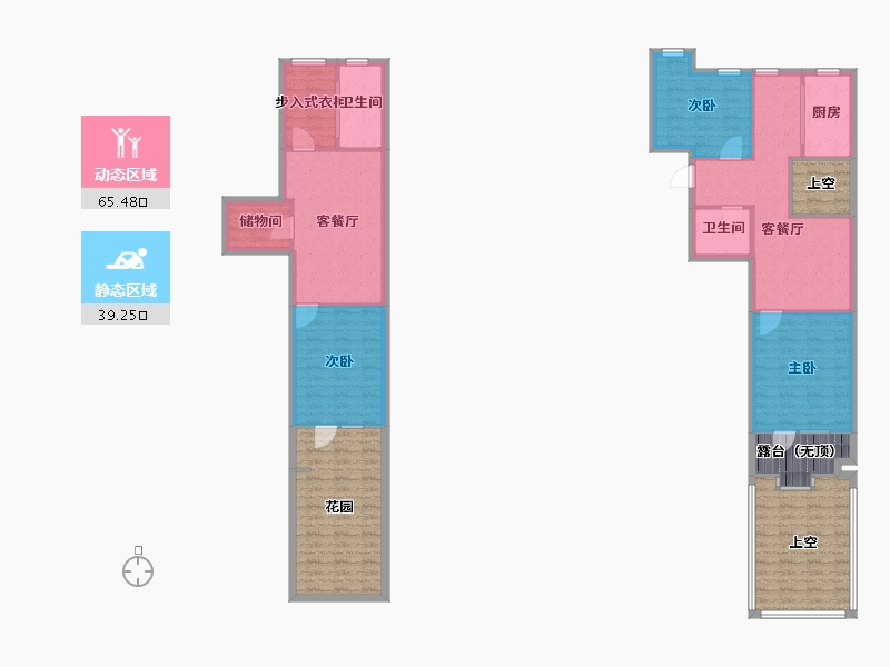 辽宁省-沈阳市-裕湾花园蒲河路5-8号（8栋）,蒲河路5-9号（9栋）A5户型建面90m²-134.93-户型库-动静分区