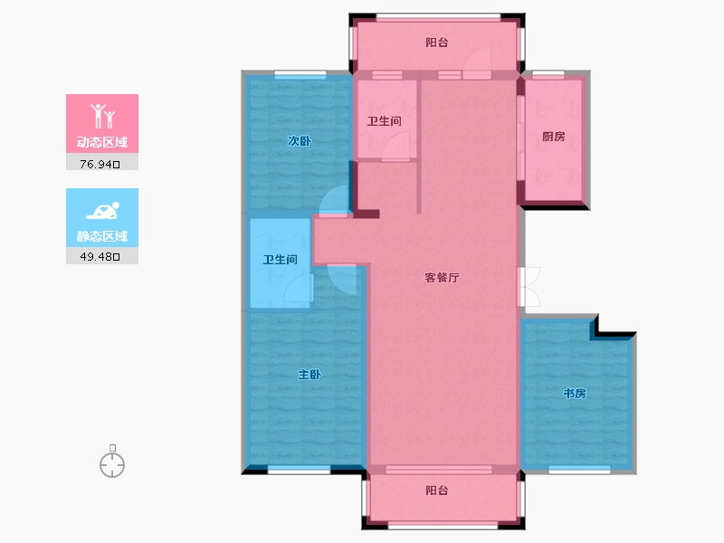 黑龙江省-哈尔滨市-鑫丰云筑-113.61-户型库-动静分区