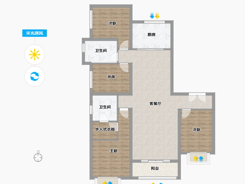 山西省-太原市-富力湾-110.87-户型库-采光通风