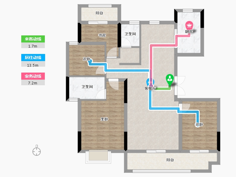 浙江省-湖州市-锦云里-106.00-户型库-动静线