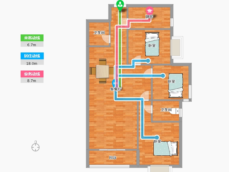 陕西省-西安市-颐合府13号楼,9号楼124㎡-94.89-户型库-动静线