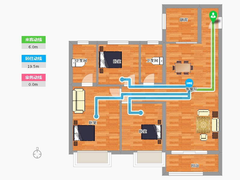 陕西省-西安市-金辉江山铭著1号楼,2号楼116㎡-79.98-户型库-动静线